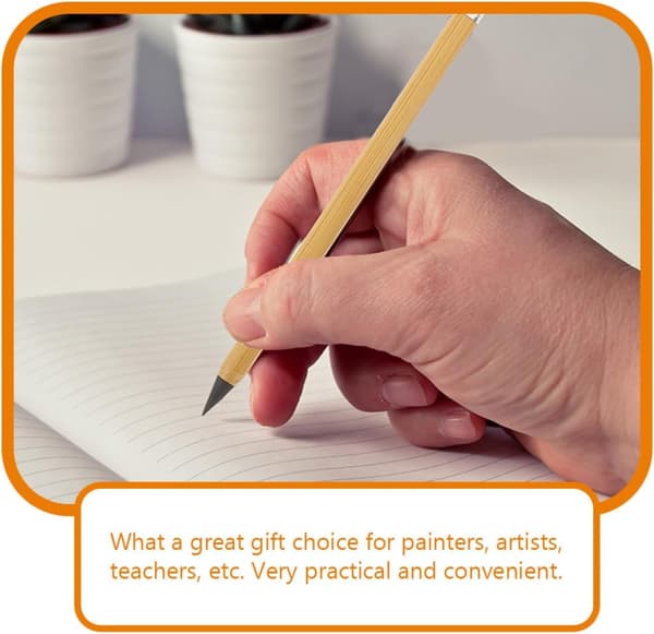 5 Pcs Inkless Bamboo Wood Pencils, Non-Sharpening, Reusable Creative Writing and Drawing Pencils