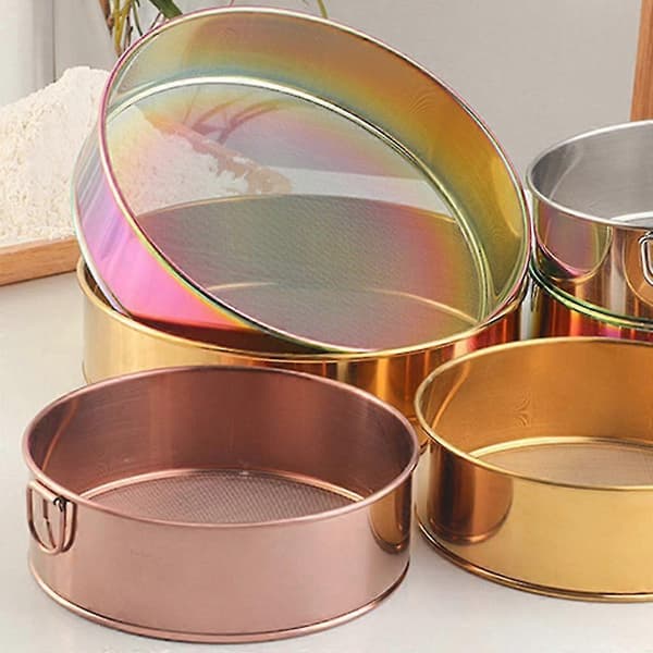 Mel Sikt for Baking, Profesjonell Rund Melsikt i Rustfritt Stål med Finmasket Sil for Baking, Siling, Pudring, Te, Juice