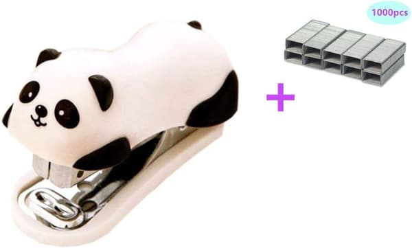 Mini Portable Panda Stapler with 1000 pcs #10 Staples for Office, School, Home or Travel