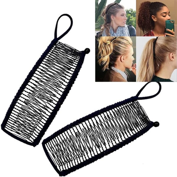 Vintage Bananklämmor Elastiskt Håraccessoar Bananklämmor Infällbar Håraccessoar med 30-tandad Banankam 2-pack