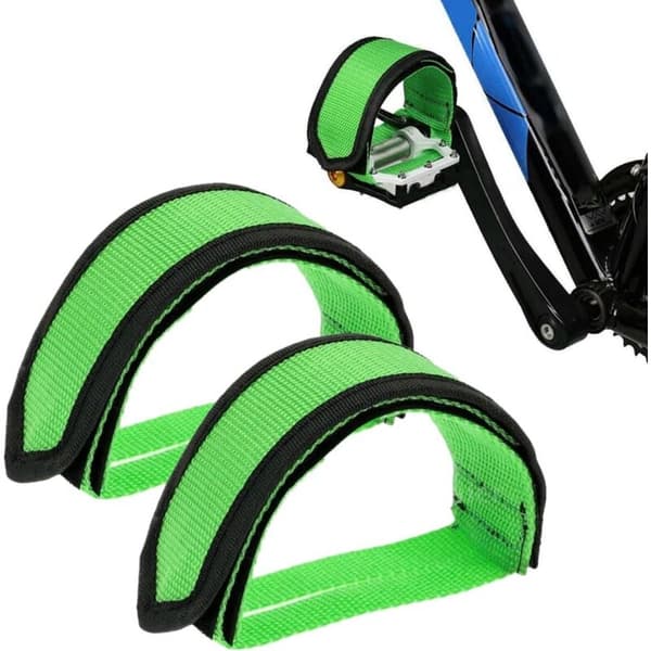 1 Pair Adjustable Non-Slip Nylon Bicycle Pedal Straps, Universal Bike Pedal Accessory for Beginners (Green)