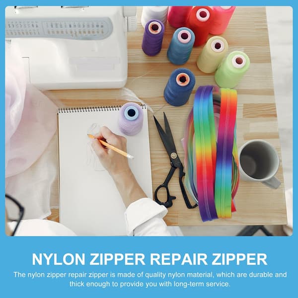 Regnbue nylon spiral lynlås 5 yards lang farverig gradient lynlås til skrædder og syhåndværk