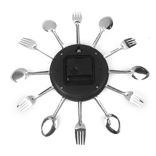 Modern unik väggklocka för kök med bestickdesign i aluminium, silver