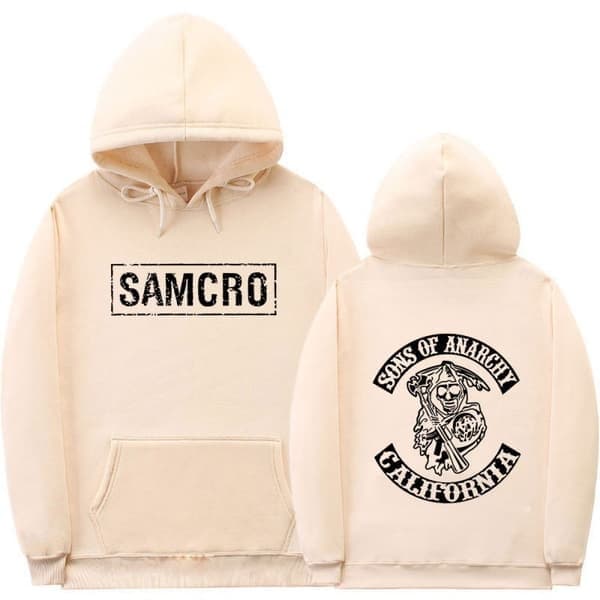 Sons of Anarchy SAMCRO hettegenser med dobbeltsidig trykk, Gul, Størrelse M Yellow M