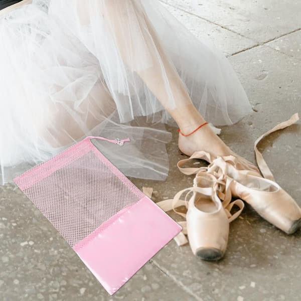 Rosa Danseskoveske Pustende Netting Snøring Oppbevaring for Ballett Sko