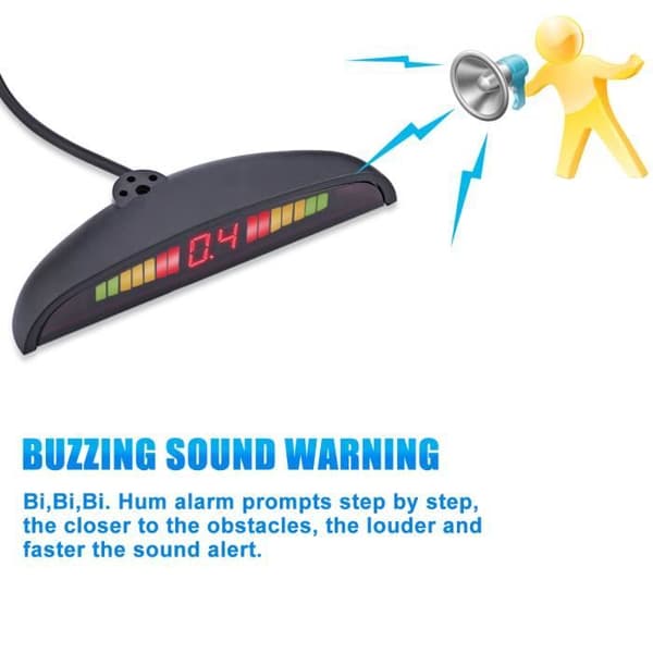 AD-YYFM-4 4 Sensorer Bilparkeringsradar Kit LED-Display Sort