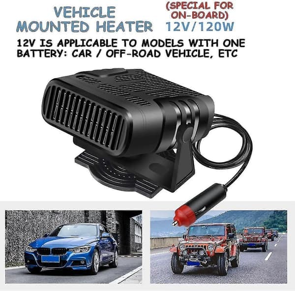Bilvarmer Defroster Varmeblæser 12V 120W/24V 200W Bærbar Forrudeblæser