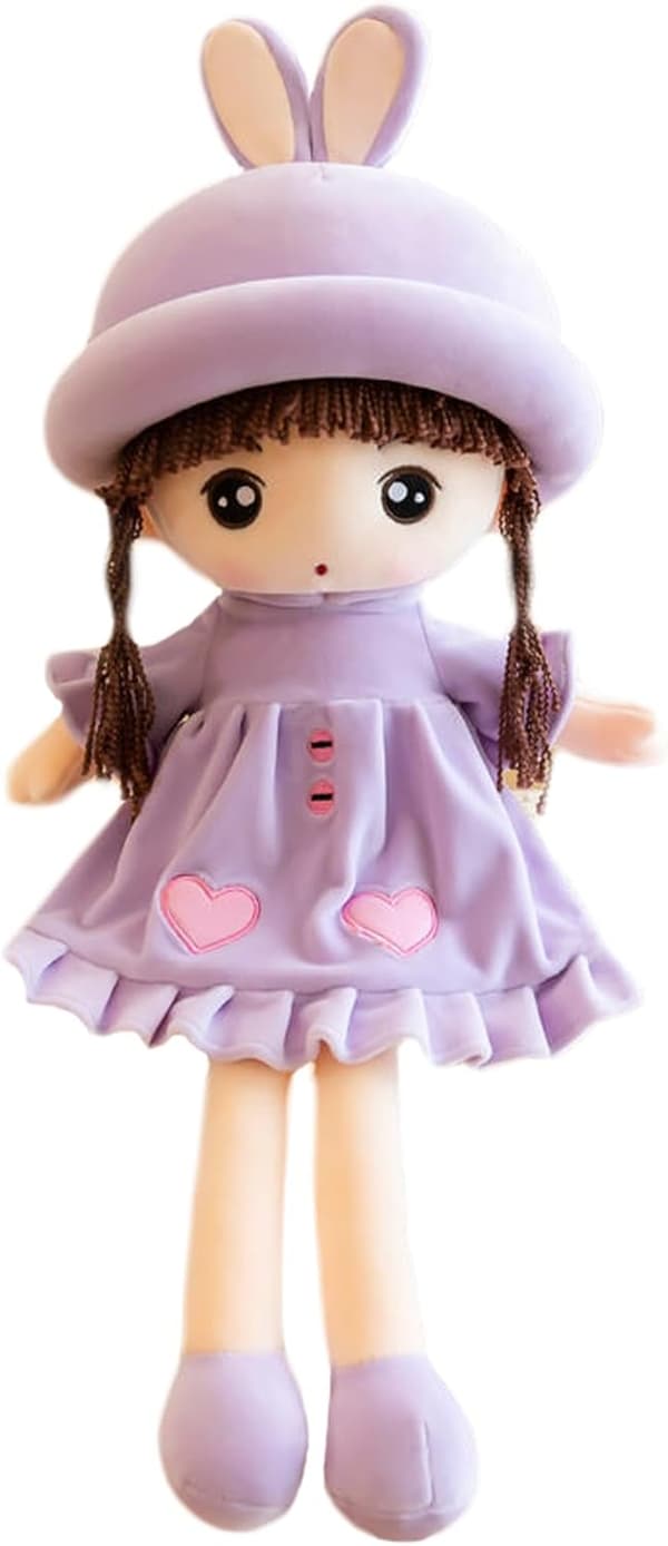 Rag doll plush toy with removable hat and clothes; a gift for birthdays or baptisms