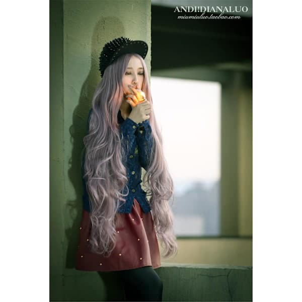 Cosplay Lång Peruk Långt Hår Peruk Lockig Karnevalsperuk