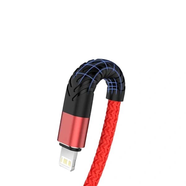 USB-kabel for iPhone 11 12 13 14 Pro X XS Max 6 7 8 Plus SE Apple iPad Hurtigladekabel Original Mobillader Datakabel 3m Rød