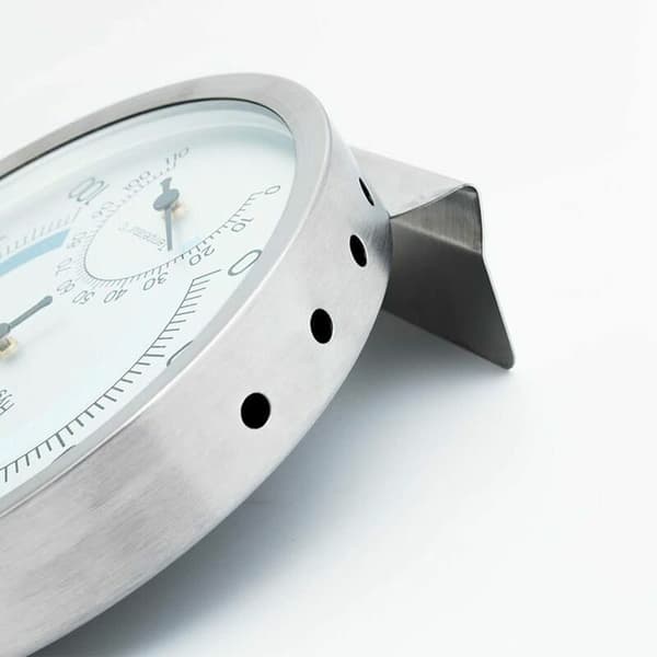 Rundt termometer og hygrometer, hygrometertermometer med stativ, værstasjon, barometrisk innendørstermometer, enkel og lett trykkmåling