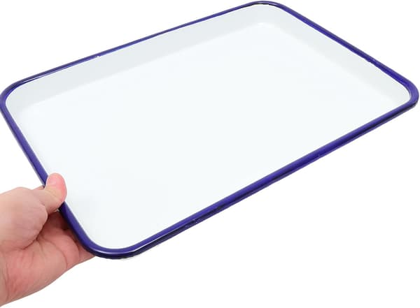Emalj Bakplåt Rostningsform Rektangulär 27x19cm Vit Lätt att Rengöra Värmebeständig Ugnsform