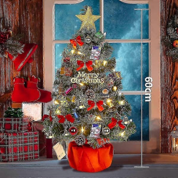 Christmas Tree 60 cm, Artificial Christmas Tree, Mini Christmas Tree With Illuminated Garland And Decorations