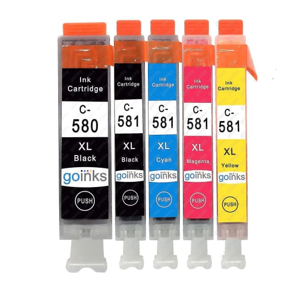 1 set of 5 ink cartridges to replace Canon PGI-580 & CLI-581 Compatible/Non-OEM from Go Inks (5 inks)
