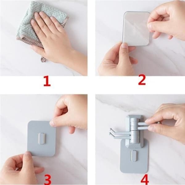 Self-Adhesive ABS Rotating Towel Hanger, Wall-Mounted Multi-Hook, No Drilling for Bathroom Kitchen