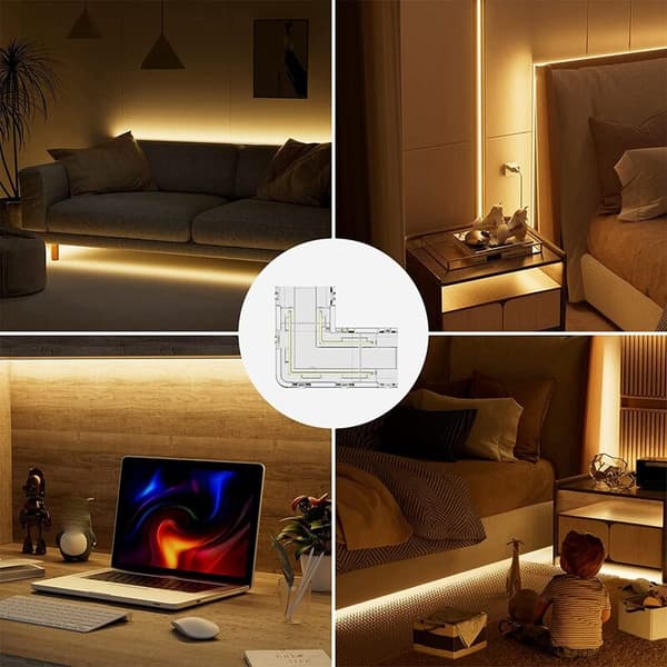 8 mm COB-stik 8 L-formede/hjørnestik, 2 stik uden mellemrum til COB LED-strips, IKKE til 10 mm LED-strips