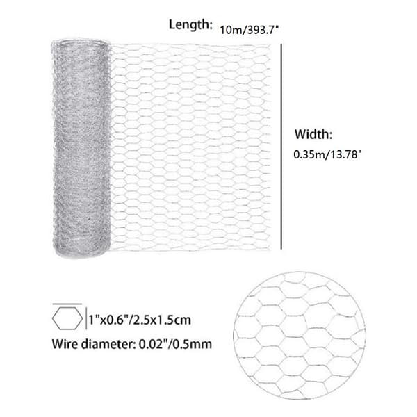 0.35 x 10 m Galvanized Metal Wire Mesh Hexagonal Wire Netting Lightweight Wire Cloth for Craft Projects and Gardening