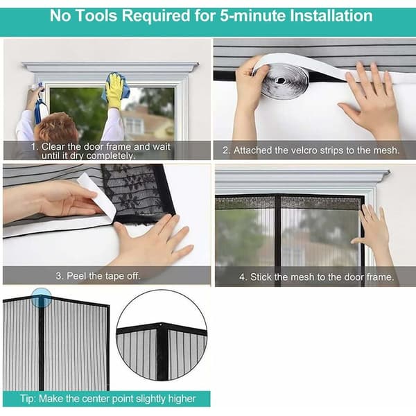 Magnetic Mosquito Net for Door, Magnetic Closure from Top to Bottom, Automatic