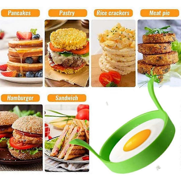 4-pakke silikon eggformer eggringer 7,9 cm non-stick eggformer