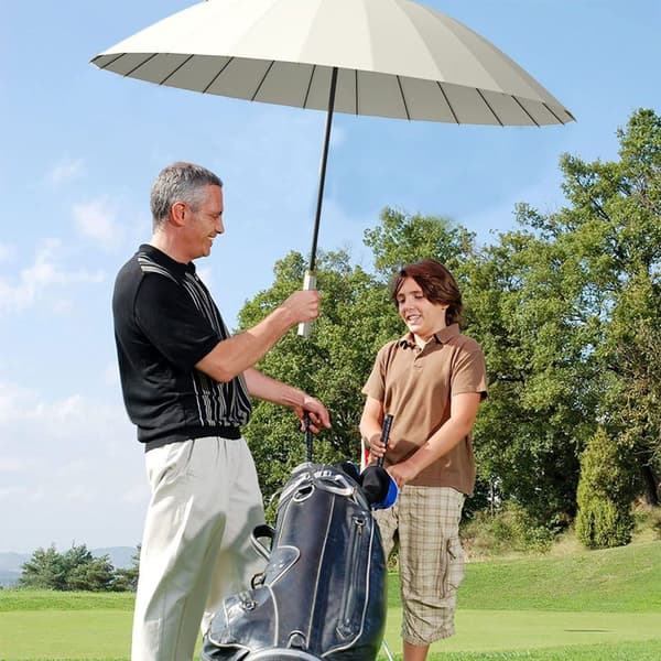 24-rib Automatic Umbrella, Windproof and Waterproof, Impact-Resistant Material, Steel, Beige KLB