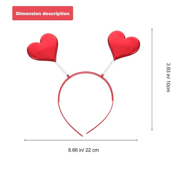 4 stk. røde hjerteformede hårbånd Valentinsdag hårtilbehør festdekoration dekorative bøjler til kvinder