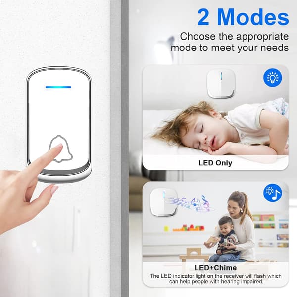 Langaton ovikello, vedenpitävä plug-in langaton ovikellopaketti