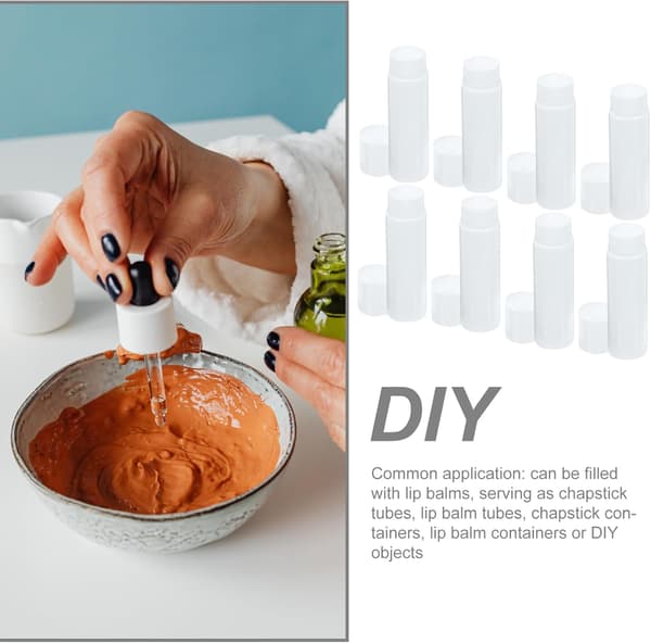 50 Pcs Empty Lip Balm Tubes with Lids Lipstick Containers in PP Material, DIY Friendly