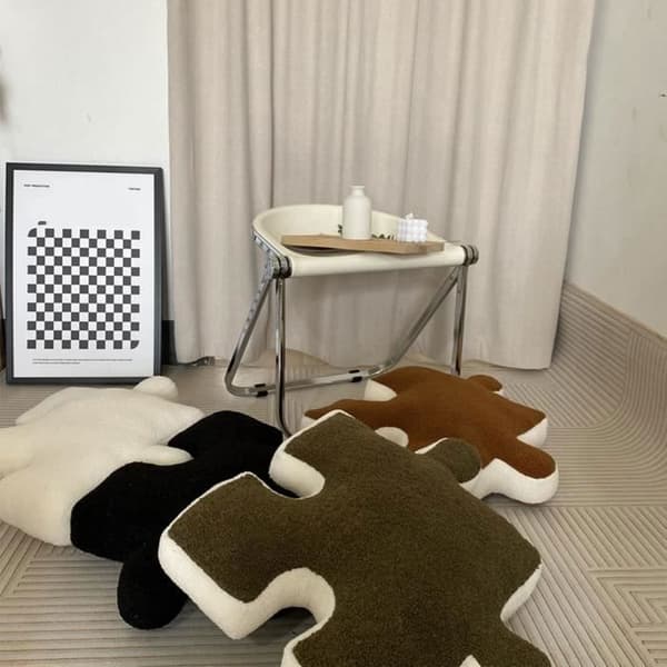 Soffapude Plys Pude Ultrablød Puslespil Pude Specialform Til Sofaseng Lys Sort Pude PUDE