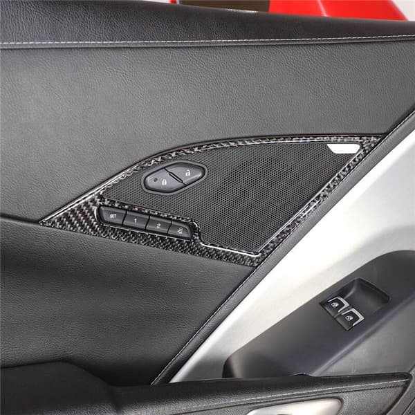 Soft Fiber Interior Door Speaker Frame Sticker Cover Trim Decals for C7 2014-2019