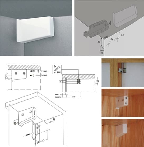 Kitchen rail support cabinet suspension 2 pcs - Suspensions for kitchen cabinets Galvanized steel - White Screwable cabinet support