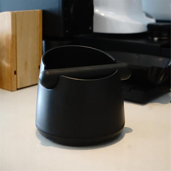 Coffee Knock Box with Rubber Knock Bar Large Espresso Grounds Container Non-Slip Coffee Waste Bin (White)