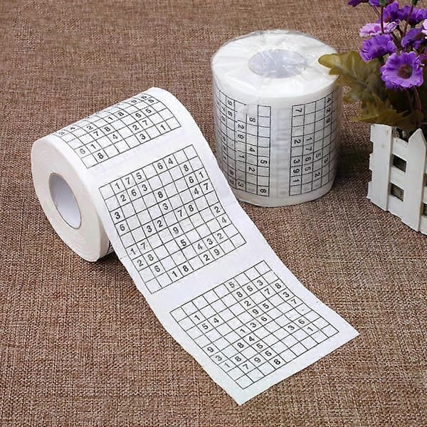 Creative Sudoku Game Toalettpapper Spel Rullpapper Handduk Hållbar Roligt Tryckt Toalettpapper Badrumstillbehör