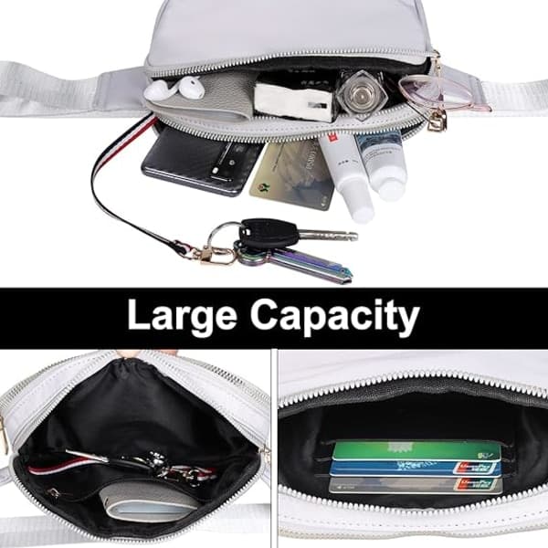 Bæltetaske til damer, Fanny Pack til kvinder Sort modetaske til vandring Løb Gåture grå grey