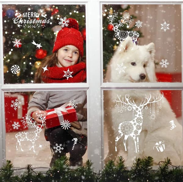 Mall julskyltfönsterdekal God Jul Härlig hjortdekal a