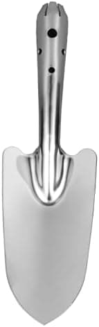 Hagespade, slitesterk og robust spade i rustfritt stål, stor hulldiameter for enkel oppbevaring, polert hode i rustfritt stål motstår rust, solid