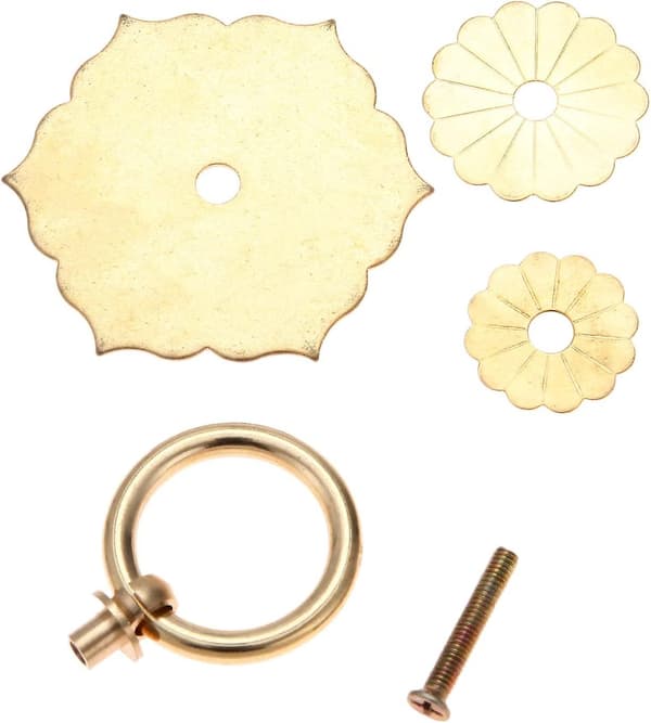 Antique Ring Pull Handle, Brass Furniture Knobs, Classic Hexagonal Flowers for Drawers, Dresser, Wardrobe, Cabinet, Door, Kitchen, Bed