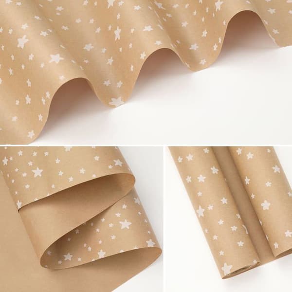 Recycled Kraft Wrapping Paper Roll - 3m x 44cm, Retro Style for Christmas, Birthday, Easter - Eco-Friendly Paper