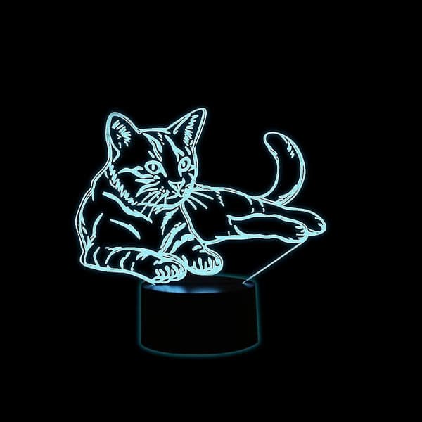 3D optisk illusjonslampe LED nattlampe, heilwiy katt sengelampe barnelampe for soving