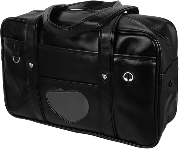 Faux læder laptop mulepose til kvinder, 19-tommer skuldertaske med stor kapacitet til arbejde og rejser, sort Jk Style computermappe