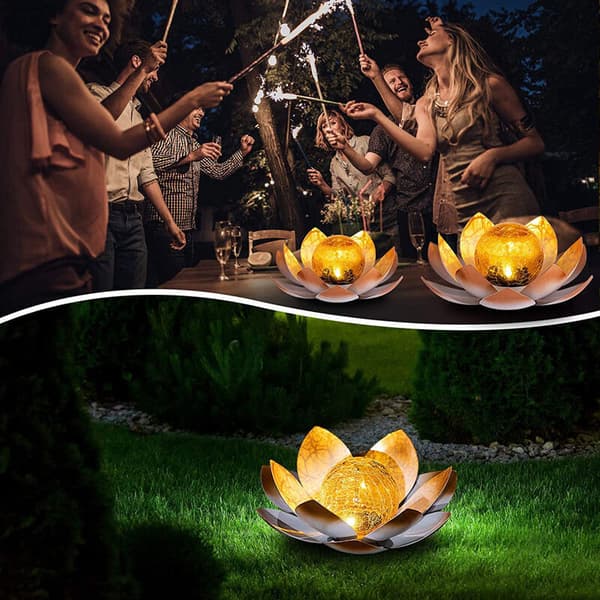 Solcelle Lotusblomst Lampe - LED-blomst oplyst af solenergi - Økologisk dekoration til haven