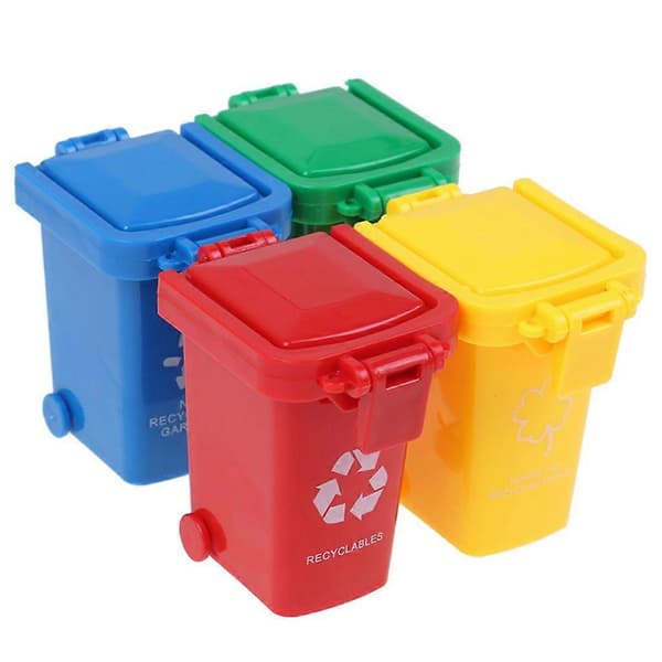 4 pcs/set Mini Trash Can Dustbin Peony Parrot Intelligence Training Toys Pet Supplies