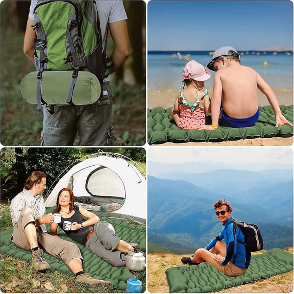 Camping Mattress with Foot Pump, Ultralight Inflatable Camping Mat, 9cm Thick, Durable, Foldable and Easy to Inflate