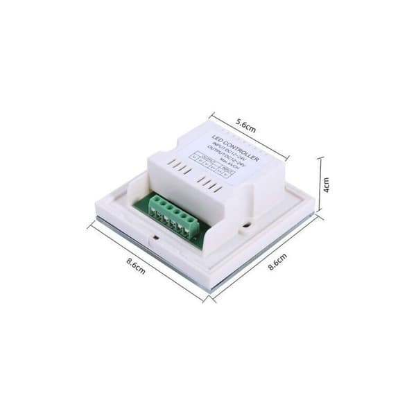 Veggmontert berøringslysbryter, LED-dimmer lysstyrkeregulator, enfarget berøringspanel for DC 12V-24V LED-stripelysregulator (hvit)