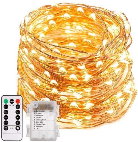 Battery Operated Fairy Lights, ECOWHO 10.5M 100 LED Warm White Battery Powered