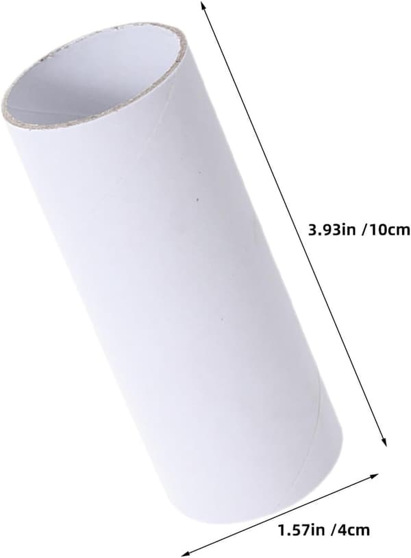 20 hvite papirrør for håndverk DIY-maling, hule pappesker 4 cm x 10 cm