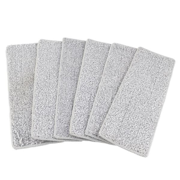 Gulvmopp for tørr og våt bruk, mikrofiber, håndfri vask, flat mopp for fliser til hjemmebruk, blå, 6 stk. puter