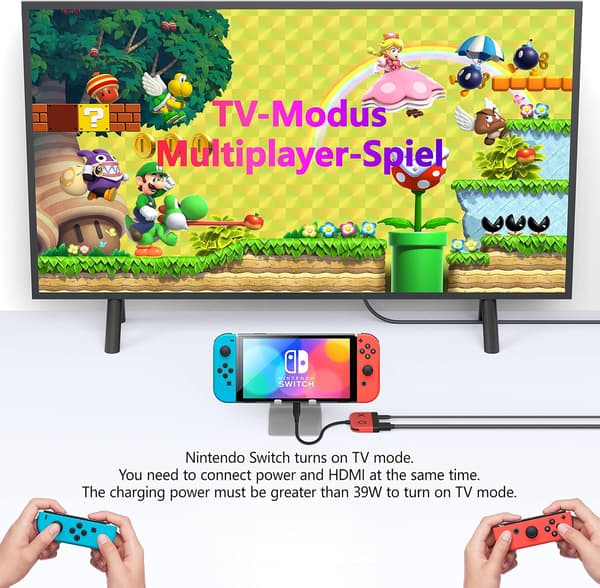 (Punainen) Switch-telakka Nintendo Switch OLED:lle, 3-in-1 TV-sovitin