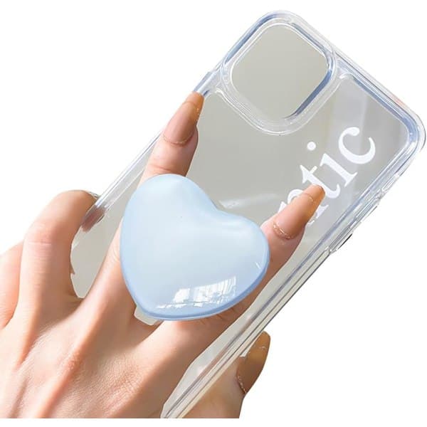 Magnetisk Mobiltelefonholder Glas Hjerteformet Holder Udvidelsesbase Håndfrit Tilbehør (Blå)
