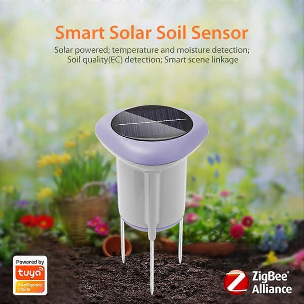 [RM] Tuya Smart Zigbee Solar Jordføler til Havearbejde Temperatur- og Fugtighedsmåler APP-kontrol Digital Harmaa