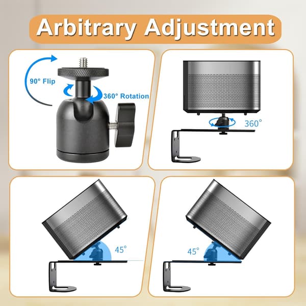 Adjustable Projector Mount, Wall Mounted Projector Bracket, 360° Rotating Projector Stand